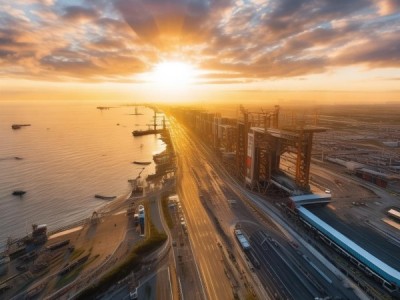 日照东港区，连接海陆两重天的地标性运输枢纽。
