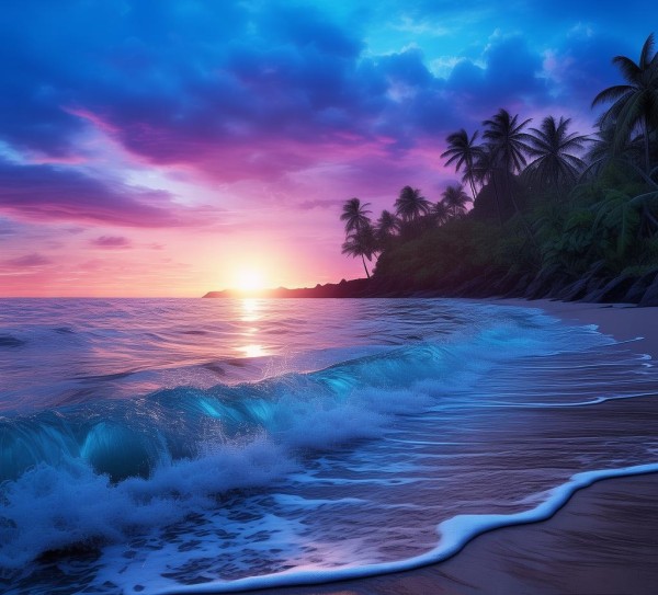 蓝梦岛日落，神秘与宁静的传说与自然