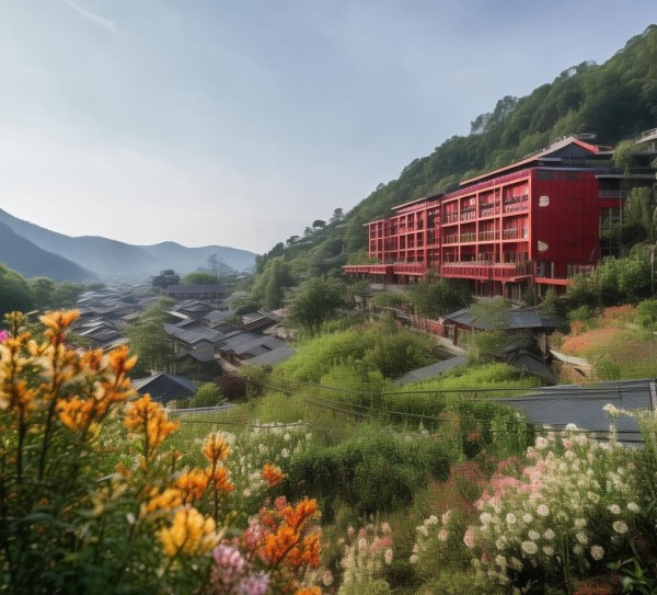 红旗村万德酒店，品质生活与自然风光的完美结合。