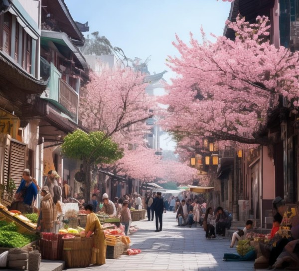 奉化步行街，春意盎然的生活与工作新选择