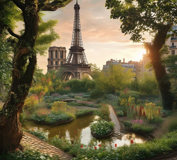 雅夫花园位于巴黎，靠近圣母院和埃菲尔塔尔，独特的森林环绕。