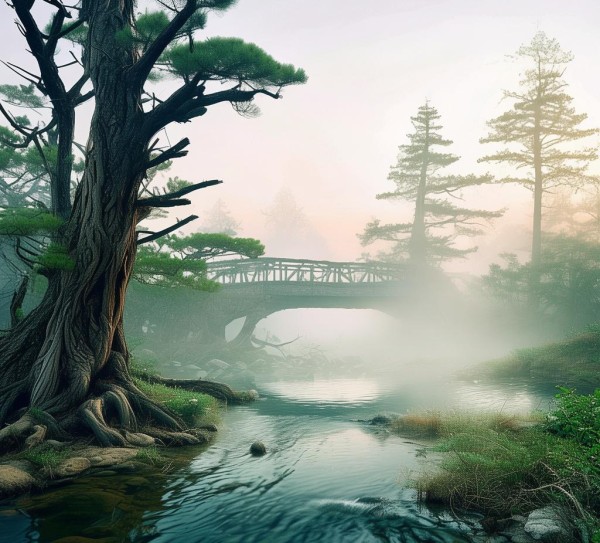 桥头松景，诗意的山水之境