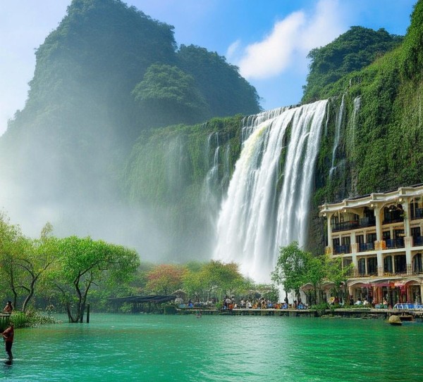 桂林壮丽山水，漓江瀑布，桂林漓江瀑布酒店，高端品质，适合家庭游。